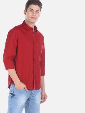 red solid casual shirt - 18255058 - Standard Image - 2