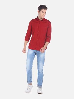 red solid casual shirt - 18255058 - Standard Image - 5