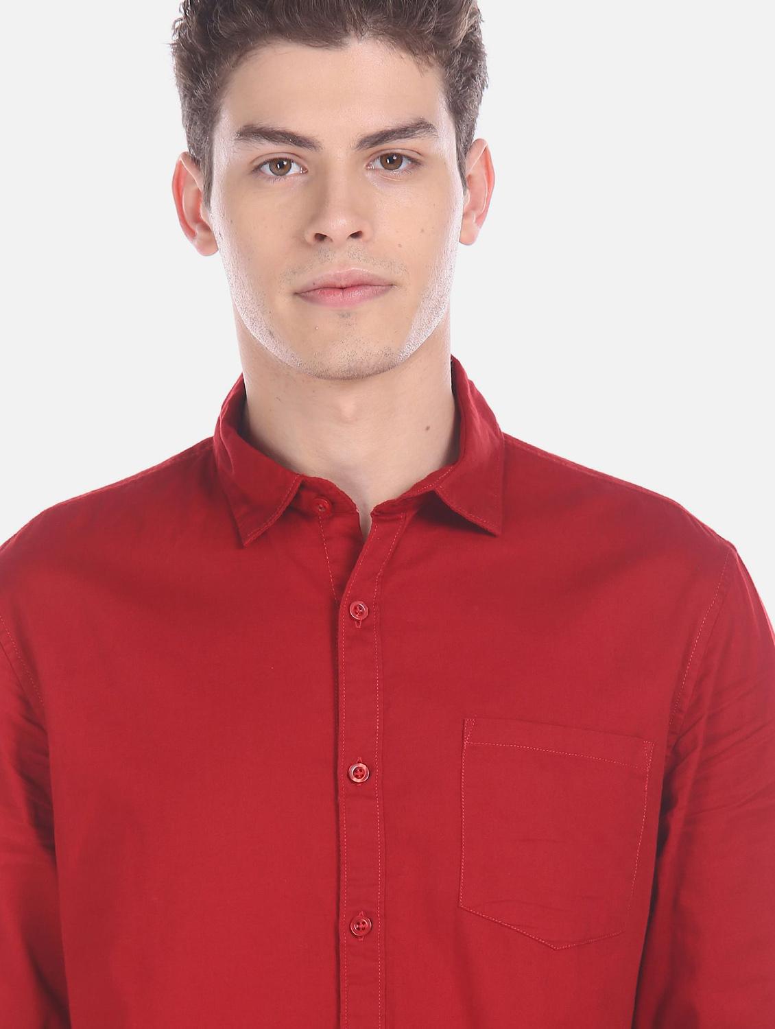 red solid casual shirt - 18255058 - Zoom Image - 6
