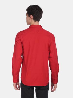 red solid casual shirt - 18255063 - Standard Image - 3