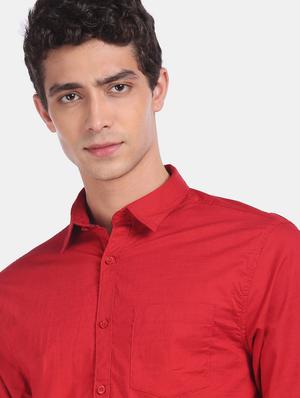 red solid casual shirt - 18255063 - Standard Image - 5