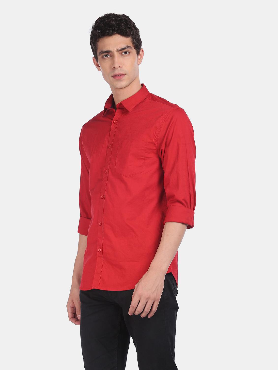 red solid casual shirt - 18255063 - Zoom Image - 1