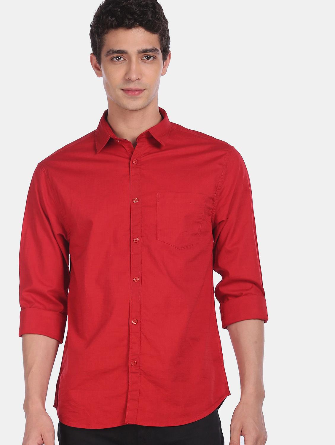 red solid casual shirt - 18255063 - Zoom Image - 2