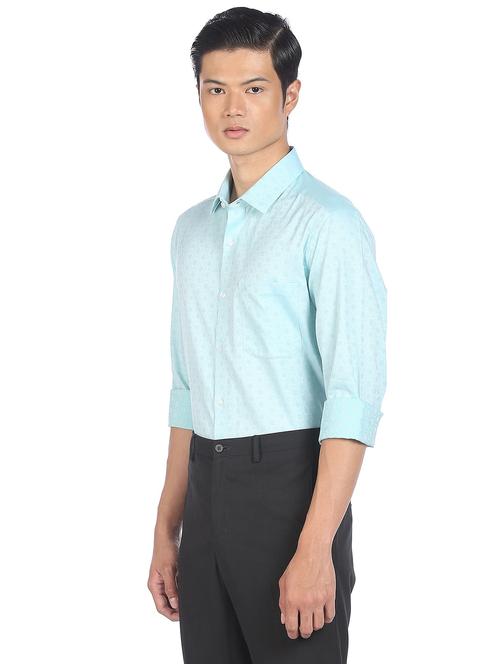 green printed formal shirt - 18256655 - Standard Image - 1