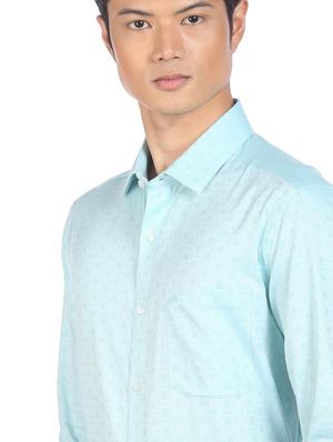 green printed formal shirt - 18256655 - Standard Image - 5