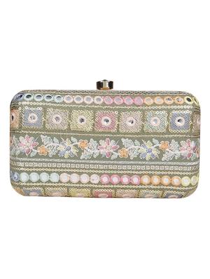 green cotton polyester blend regular clutch - 18257427 - Standard Image - 2