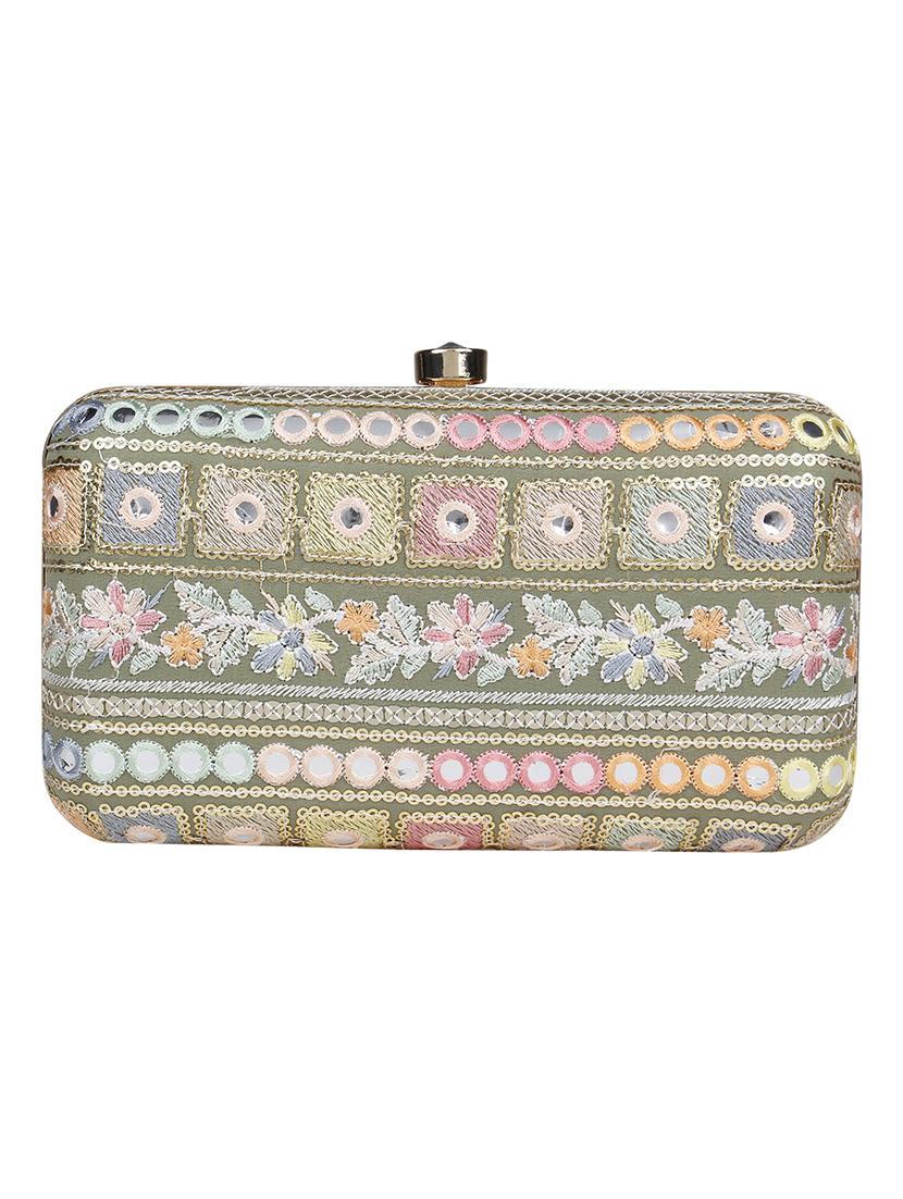 green cotton polyester blend regular clutch - 18257427 - Zoom Image - 2