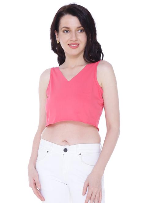 v-neck solid crop top - 18257756 - Standard Image - 1
