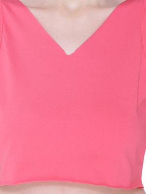 v-neck solid crop top - 18257756 - Standard Image - 5