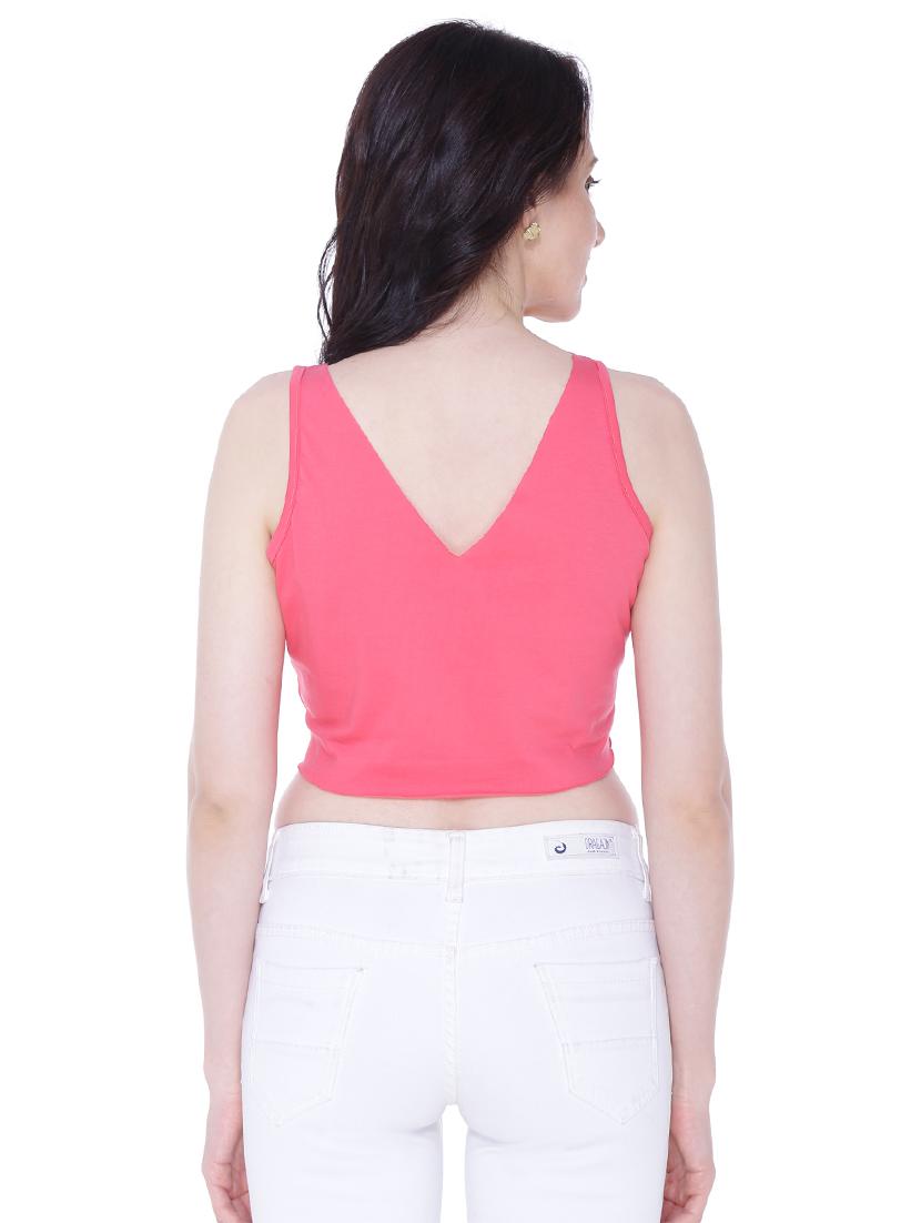 v-neck solid crop top - 18257756 - Zoom Image - 3
