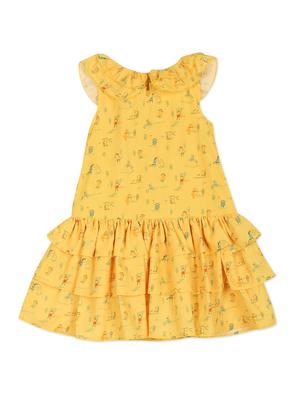 yellow printed frock - 18259056 - Standard Image - 2