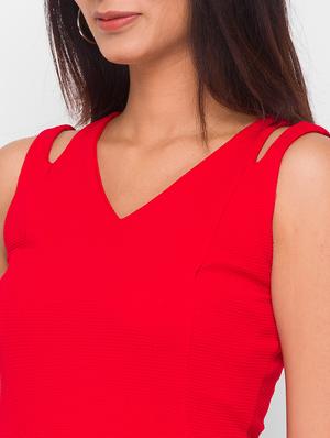 v-neck solid a-line dress - 18259467 - Standard Image - 6