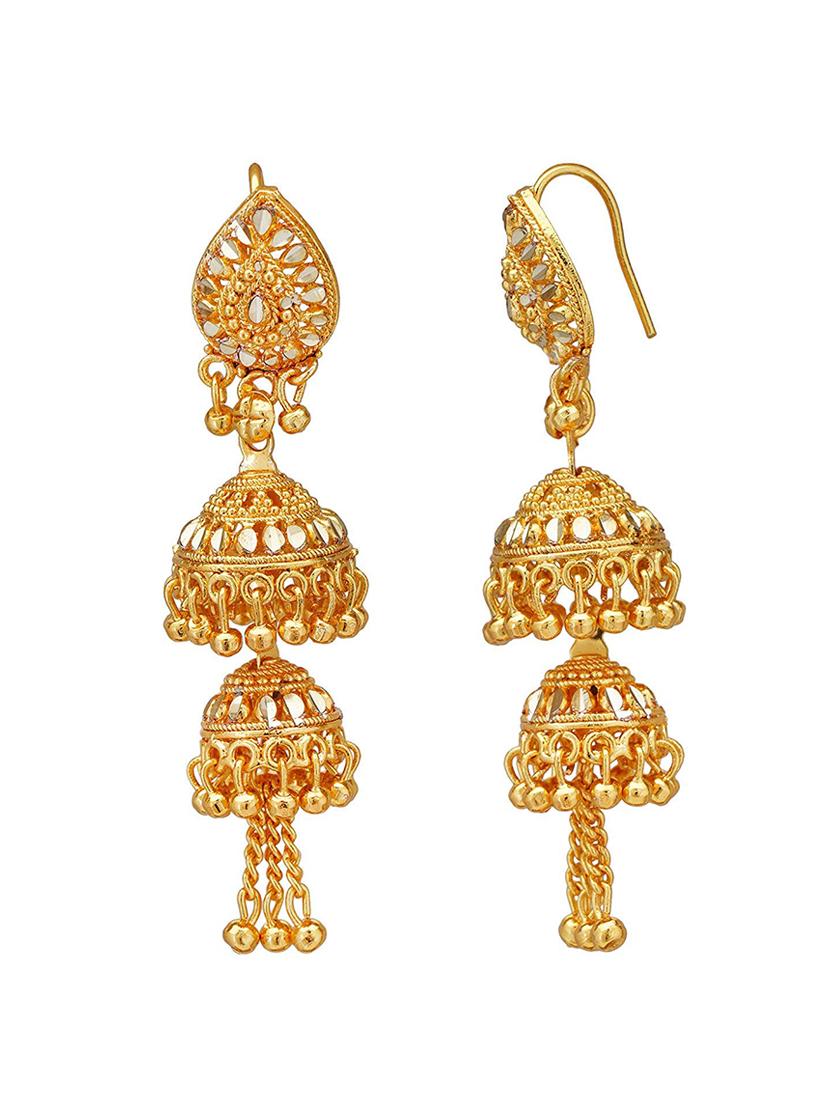one gram gold plated jhumka earrings - 18259721 - Zoom Image - 2