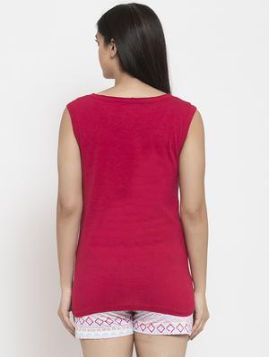round neck printed nightwear shorts set - 18260823 - Standard Image - 3