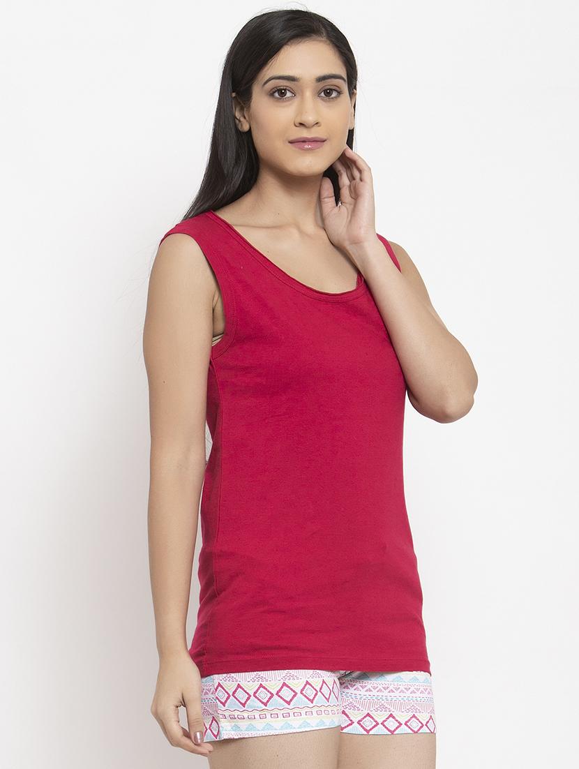 round neck printed nightwear shorts set - 18260823 - Zoom Image - 2