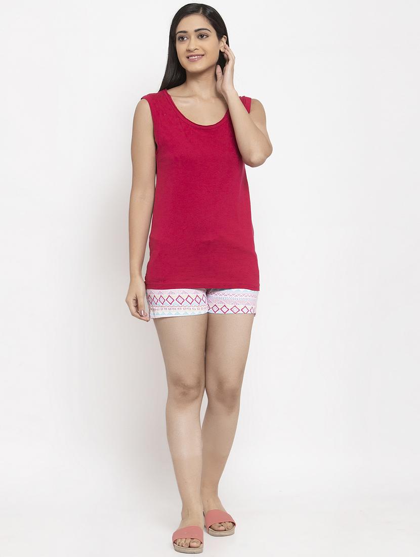 round neck printed nightwear shorts set - 18260823 - Zoom Image - 4