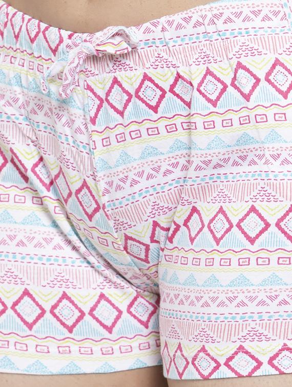 round neck printed nightwear shorts set - 18260823 - Zoom Image - 5