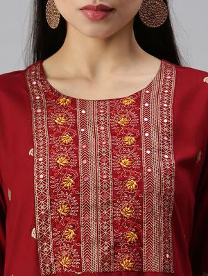 brown cotton blend kurta palazzo set - 18260951 - Standard Image - 5