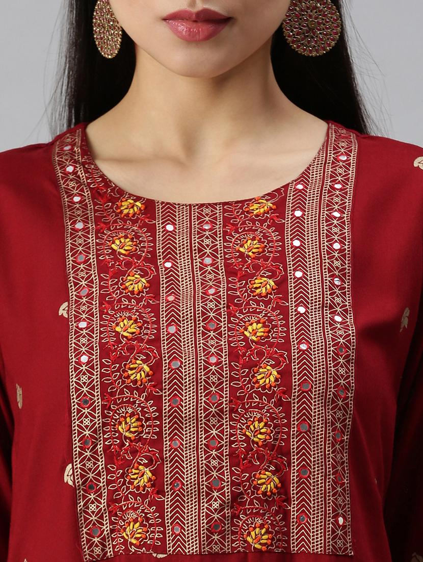 brown cotton blend kurta palazzo set - 18260951 - Zoom Image - 5