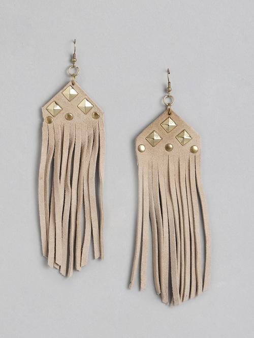beige rubber drop earring - 18261436 - Standard Image - 1
