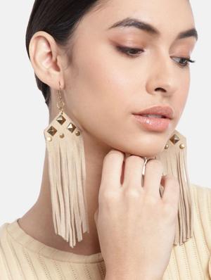 beige rubber drop earring - 18261436 - Standard Image - 4
