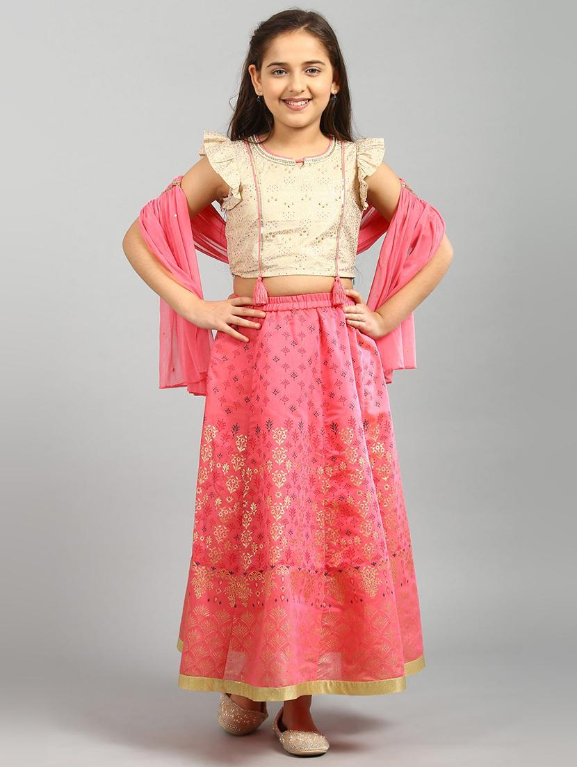 beige printed lehnga choli - 18261896 - Zoom Image - 1