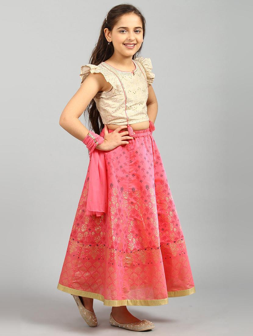 beige printed lehnga choli - 18261896 - Zoom Image - 2