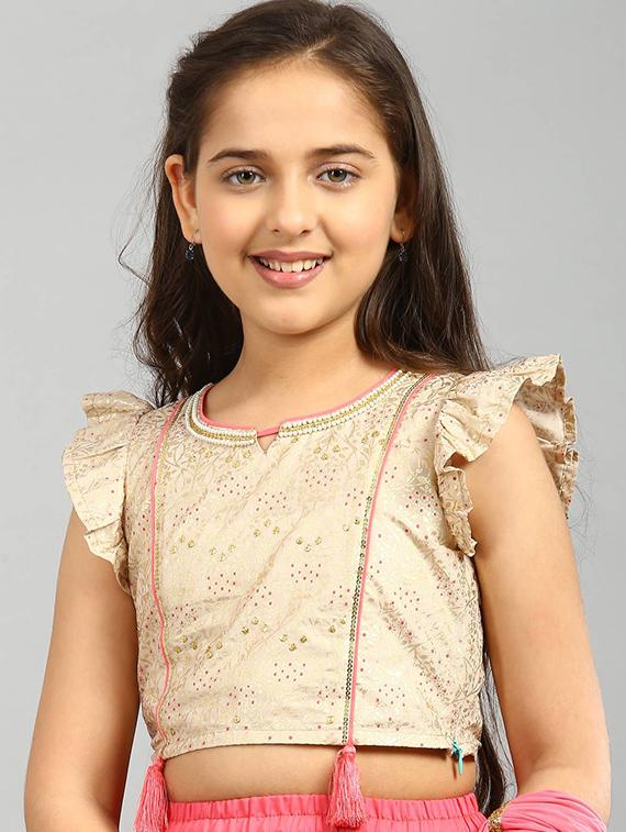 beige printed lehnga choli - 18261896 - Zoom Image - 4