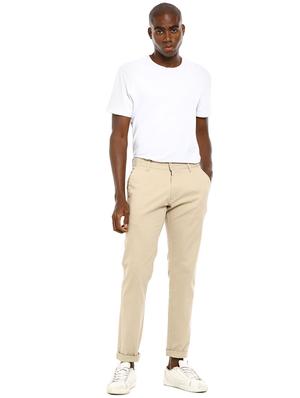 beige solid casual trouser - 18262172 - Standard Image - 4