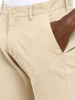 beige solid casual trouser - 18262172 - Standard Image - 5