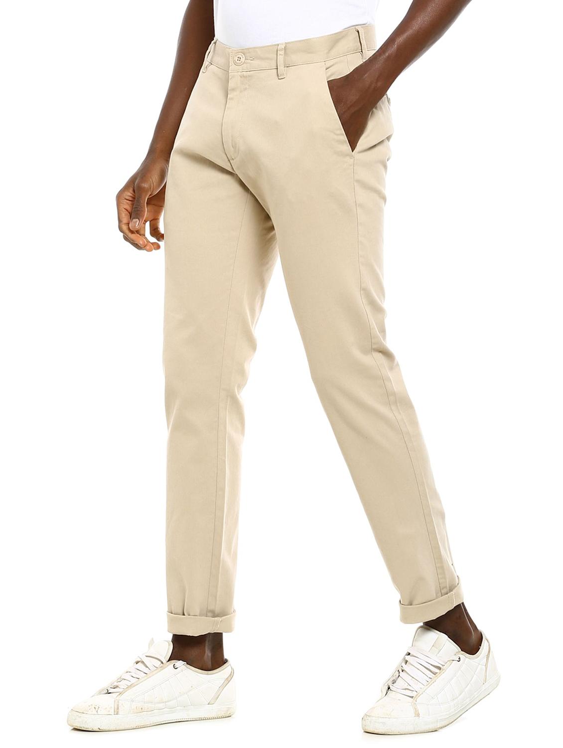 beige solid casual trouser - 18262172 - Zoom Image - 2