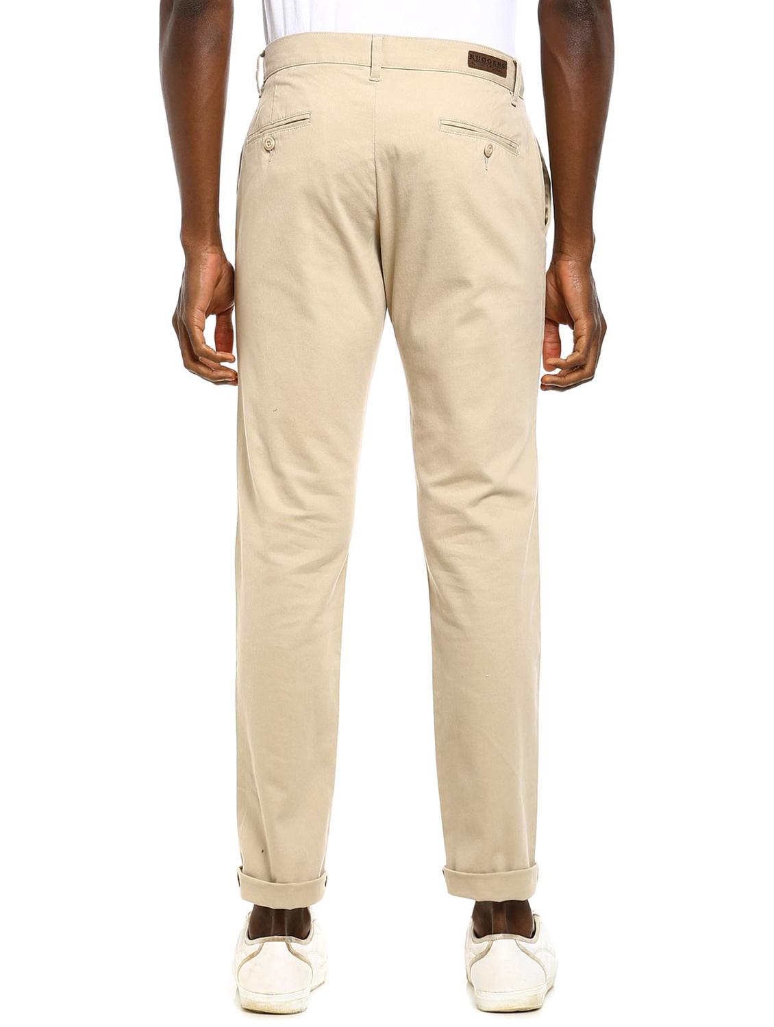 beige solid casual trouser - 18262172 - Zoom Image - 3