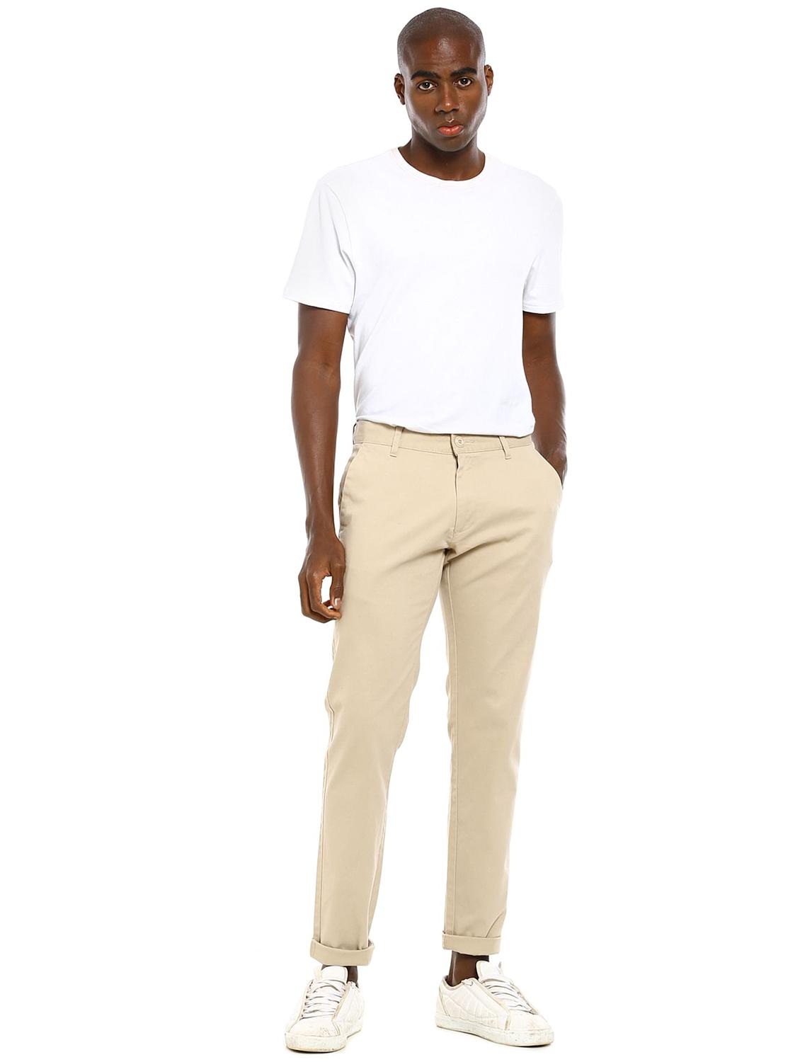beige solid casual trouser - 18262172 - Zoom Image - 4
