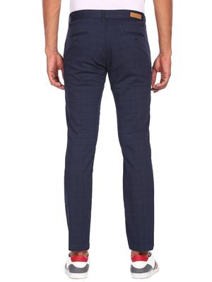 navy-blue checkered casual trouser - 18262182 - Standard Image - 3