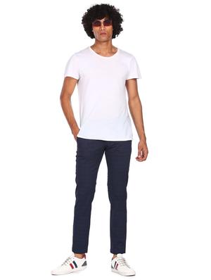 navy-blue checkered casual trouser - 18262182 - Standard Image - 4