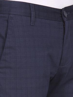navy-blue checkered casual trouser - 18262182 - Standard Image - 5