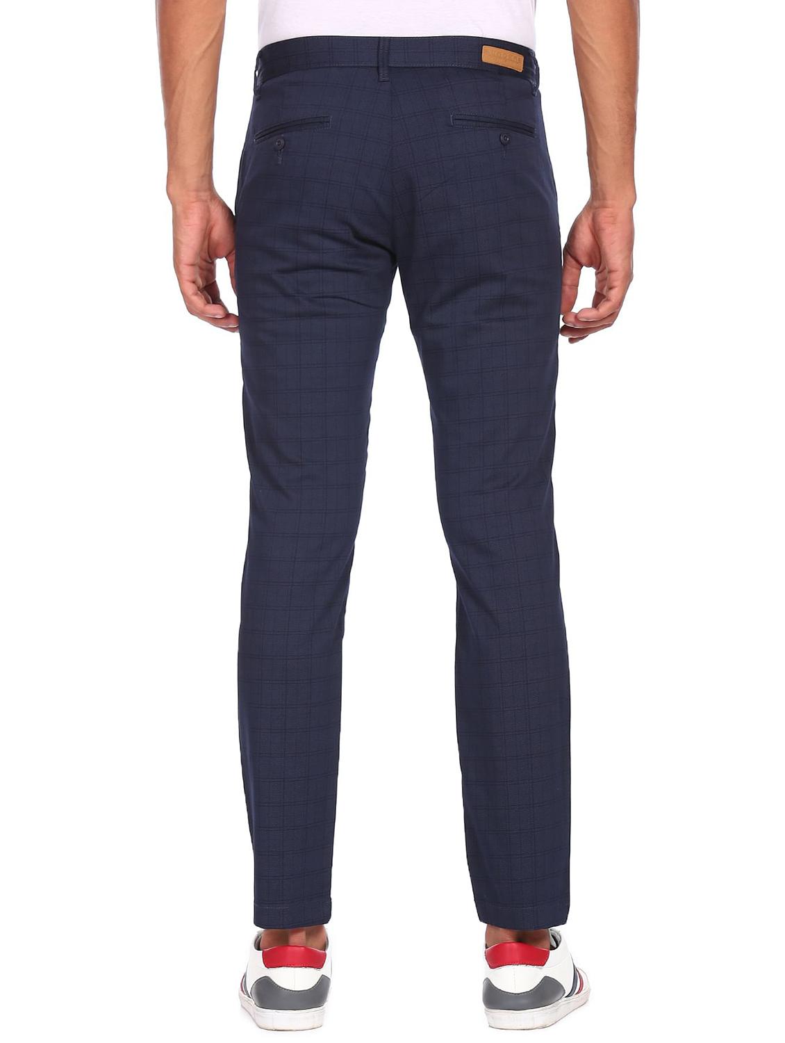 navy-blue checkered casual trouser - 18262182 - Zoom Image - 3