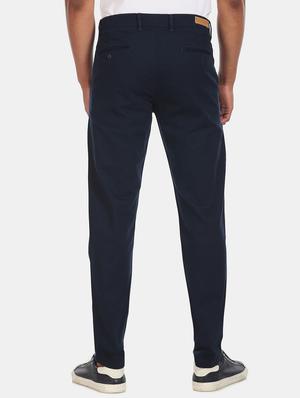 navy-blue solid casual trouser - 18262183 - Standard Image - 3