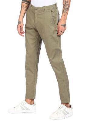 olive-green solid casual trouser - 18262185 - Standard Image - 2