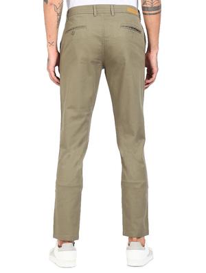olive-green solid casual trouser - 18262185 - Standard Image - 3