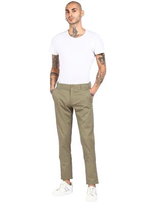 olive-green solid casual trouser - 18262185 - Standard Image - 4