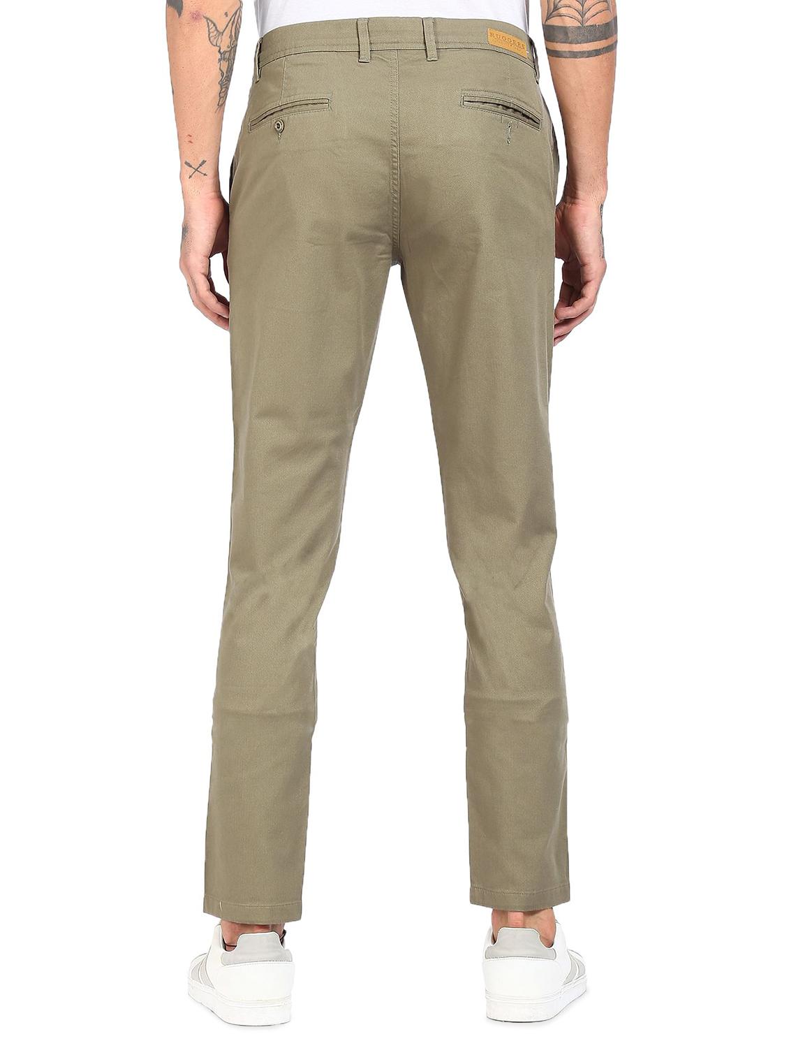 olive-green solid casual trouser - 18262185 - Zoom Image - 3