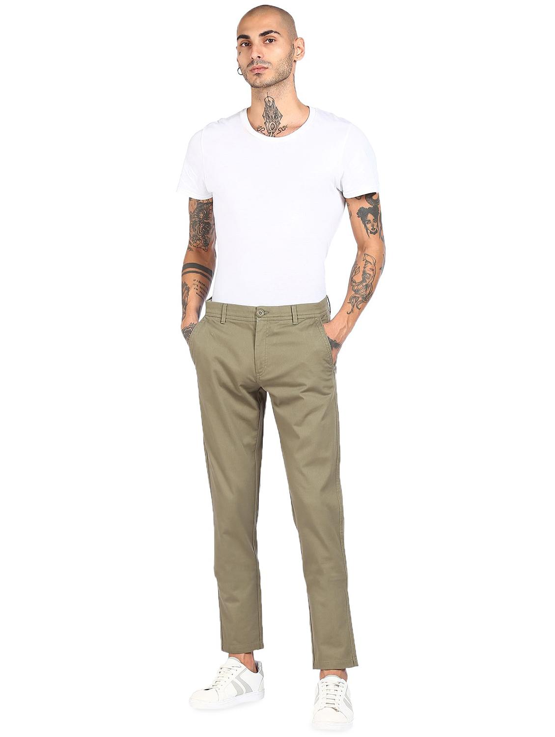 olive-green solid casual trouser - 18262185 - Zoom Image - 4