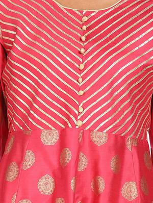 pink printed flared kurta - 18262426 - Standard Image - 4