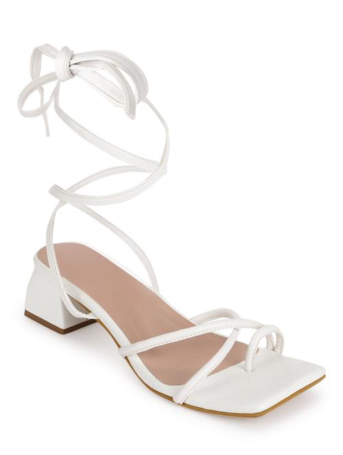 white pu laceup sandals - 18263308 - Standard Image - 1