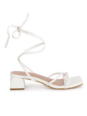 white pu laceup sandals - 18263308 - Standard Image - 2