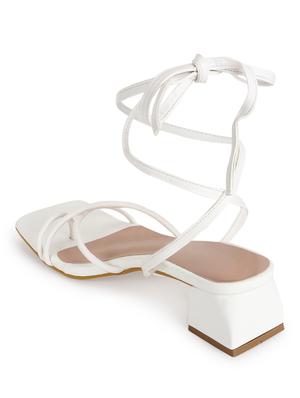 white pu laceup sandals - 18263308 - Standard Image - 3