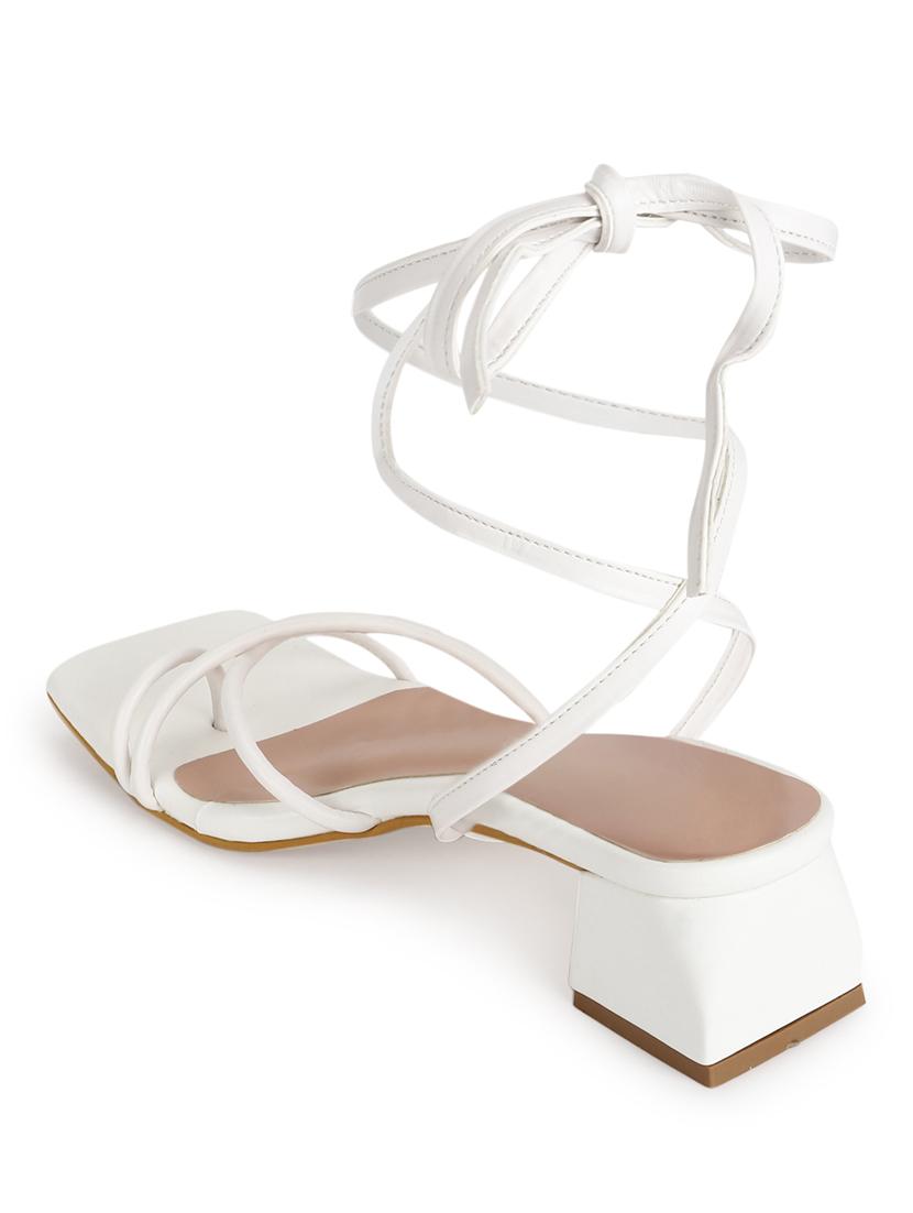 white pu laceup sandals - 18263308 - Zoom Image - 3