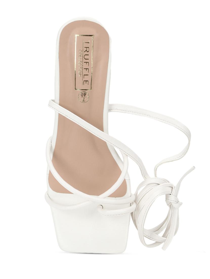 white pu laceup sandals - 18263308 - Zoom Image - 4
