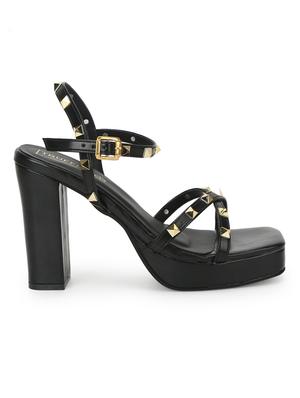 black pu ankle strap sandals - 18263312 - Standard Image - 2